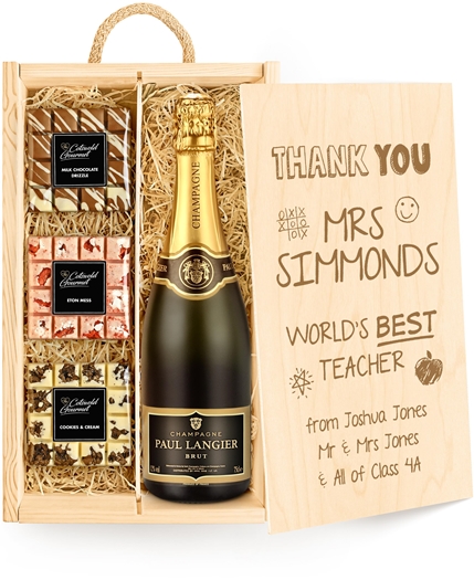 Gifts For Teachers Personalised Chocolate Tasting Experience With Champagne